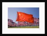 Chinese and American flags during 3000 Flags for 9-11 tribute by Anonymous