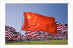 Chinese and American flags during 3000 Flags for 9-11 tribute by Anonymous