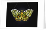 Tiffany Studios butterfly leaded glass lamp pendant with iridescent Favrile glass by Anonymous