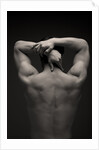 Rear view of a male stretching his arm behind his head by Anonymous