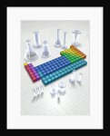 Periodic table of the elements with glassware by Anonymous