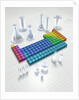 Periodic table of the elements with glassware by Anonymous