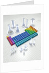 Periodic table of the elements with glassware by Anonymous