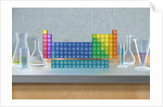 Periodic table of the elements with glassware by Anonymous