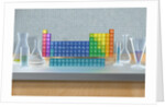 Periodic table of the elements with glassware by Anonymous
