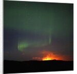Aurora Borealis over eruption at Eyjafjallajokull glacier by Anonymous
