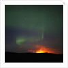 Aurora Borealis over eruption at Eyjafjallajokull glacier by Anonymous