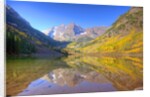 Maroon Bells with changing aspen leaves, Aspen, Colorado by Anonymous