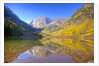 Maroon Bells with changing aspen leaves, Aspen, Colorado by Anonymous