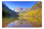 Maroon Bells with changing aspen leaves, Aspen, Colorado by Anonymous