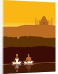 Couple meditating in front of the Taj Mahal by Anonymous