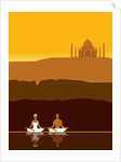 Couple meditating in front of the Taj Mahal by Anonymous