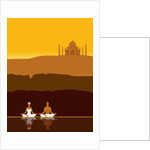 Couple meditating in front of the Taj Mahal by Anonymous