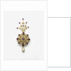 Spinel and diamond sarpesh with a natural pearl drop by Anonymous