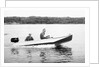 Two brothers speed by in a motor boat on a Wisconsin lake, ca. 1956 by Anonymous
