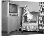 Baby girl wants to watch television, ca. 1954 by Anonymous