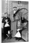 St. Nick visits with two German brothers, ca. 1948 by Anonymous
