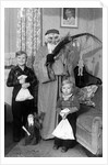 St. Nick visits with two German brothers, ca. 1948 by Anonymous