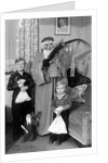 St. Nick visits with two German brothers, ca. 1948 by Anonymous
