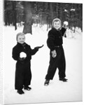 Two brothers play in the snow, ca. 1950 by Anonymous