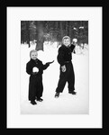Two brothers play in the snow, ca. 1950 by Anonymous
