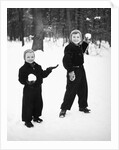 Two brothers play in the snow, ca. 1950 by Anonymous