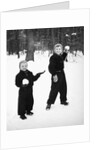 Two brothers play in the snow, ca. 1950 by Anonymous