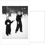 Two brothers play in the snow, ca. 1950 by Anonymous