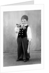 Six year old boy in Bavarian costume holds a pipe, ca. 1947 by Anonymous