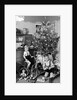 Two brothers are shown with their toys under the Christmas tree in Germany, ca. 1949 by Anonymous