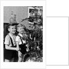 Two brothers look at a Christmas tree in their living room in Germany, ca. 1949 by Anonymous