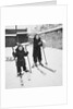 Two brothers stand on their skis in the snow, ca. 1950 by Anonymous