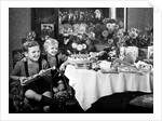 Brothers, ages 8 and 3, pose with birthday presents, ca. 1949 by Anonymous