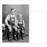 Two brothers pose for a childhood portrait in Germany, ca. 1949 by Anonymous