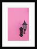Street lamp on pink wall of Colonial style building by Anonymous