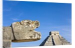Pyramid of Kulkulcan and sculpture at Chichen Itza by Anonymous