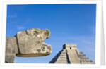 Pyramid of Kulkulcan and sculpture at Chichen Itza by Anonymous