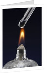 Test tube with liquid, over flame by Anonymous