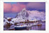 Fishing village of Hamnoy below Klokketinden peak by Anonymous