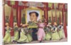 Dancers performing in front of portrait of Mao Zedong by Anonymous
