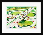 Cars on cloverleaf interchange by Anonymous