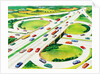 Cars on cloverleaf interchange by Anonymous
