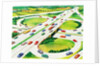 Cars on cloverleaf interchange by Anonymous