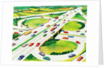 Cars on cloverleaf interchange by Anonymous