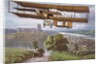 Biplane flying over French countryside by Anonymous