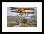 Biplane flying over French countryside by Anonymous
