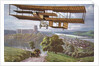 Biplane flying over French countryside by Anonymous