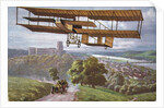Biplane flying over French countryside by Anonymous