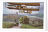 Biplane flying over French countryside by Anonymous