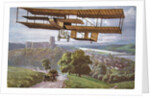 Biplane flying over French countryside by Anonymous